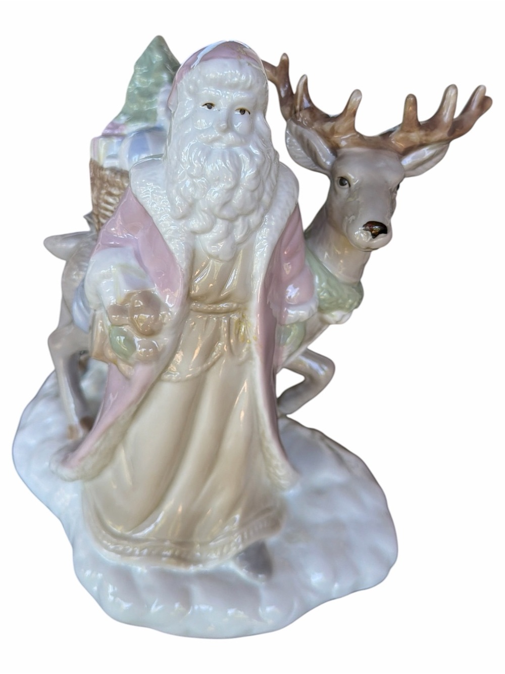 Holiday Classics Old World Santa Reindeer 9" Porcelain Figurine 1990 Vintage